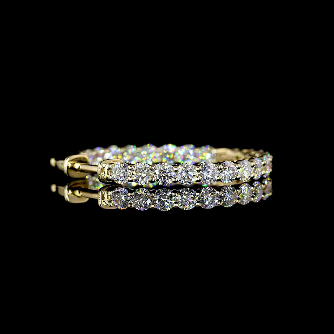 2.17 Cts 14k Yellow Gold Round Shape Hoops Earring - Image 2