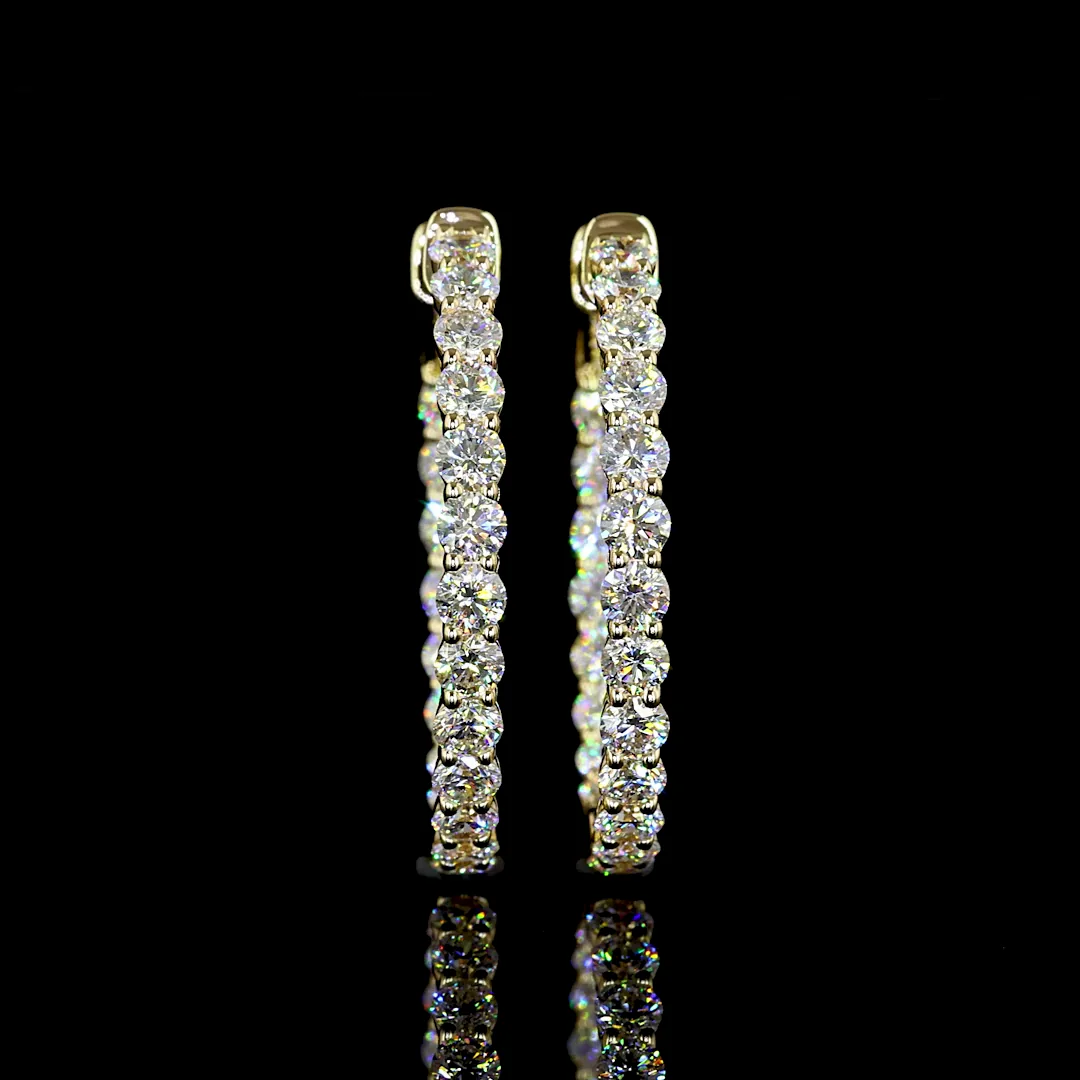 2.17 Cts 14k Yellow Gold Round Shape Hoops Earring - Video