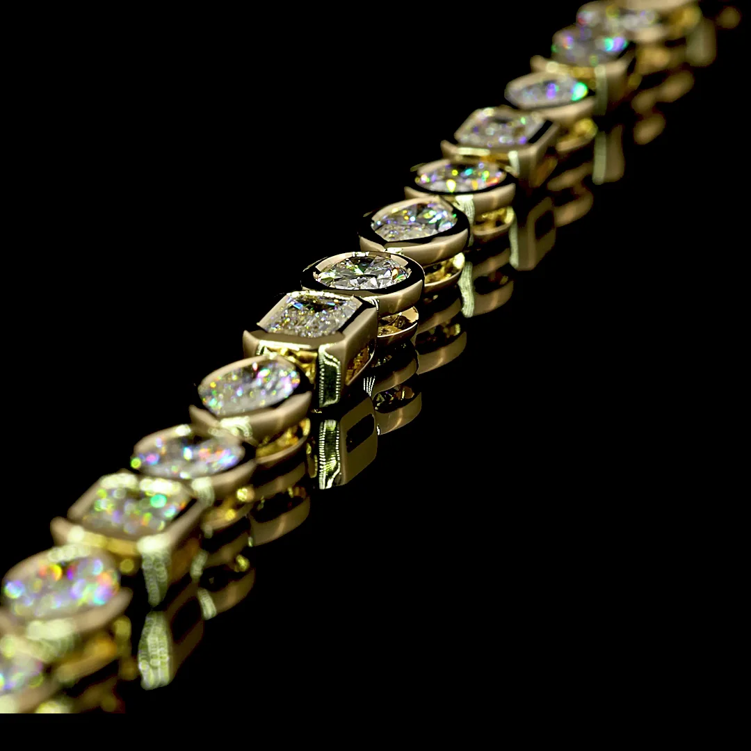 18.25 Cts 14k Yellow Gold Mix Shape Tennis Necklace - Image 4
