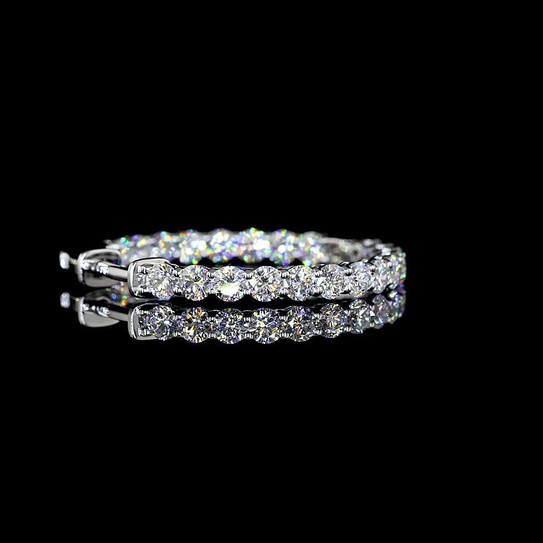 2.19 Cts 14k White Gold Round Shape Hoops Earring - Image 2