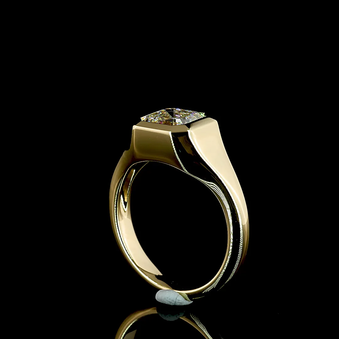 2.03 Cts 14k Yellow Gold Square Emerald Shape Solitaire Ring - Image 2
