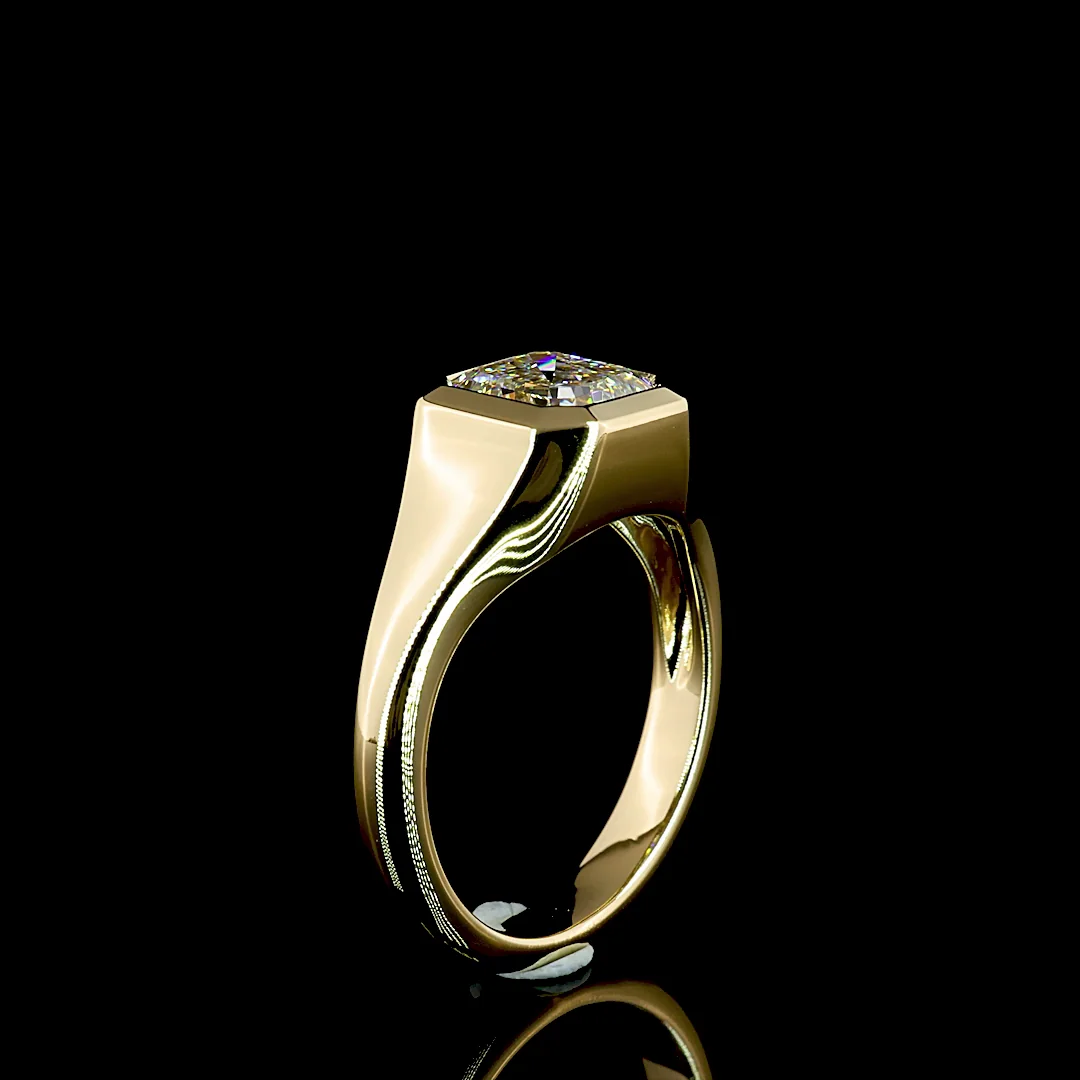 2.03 Cts 14k Yellow Gold Square Emerald Shape Solitaire Ring - Image 4