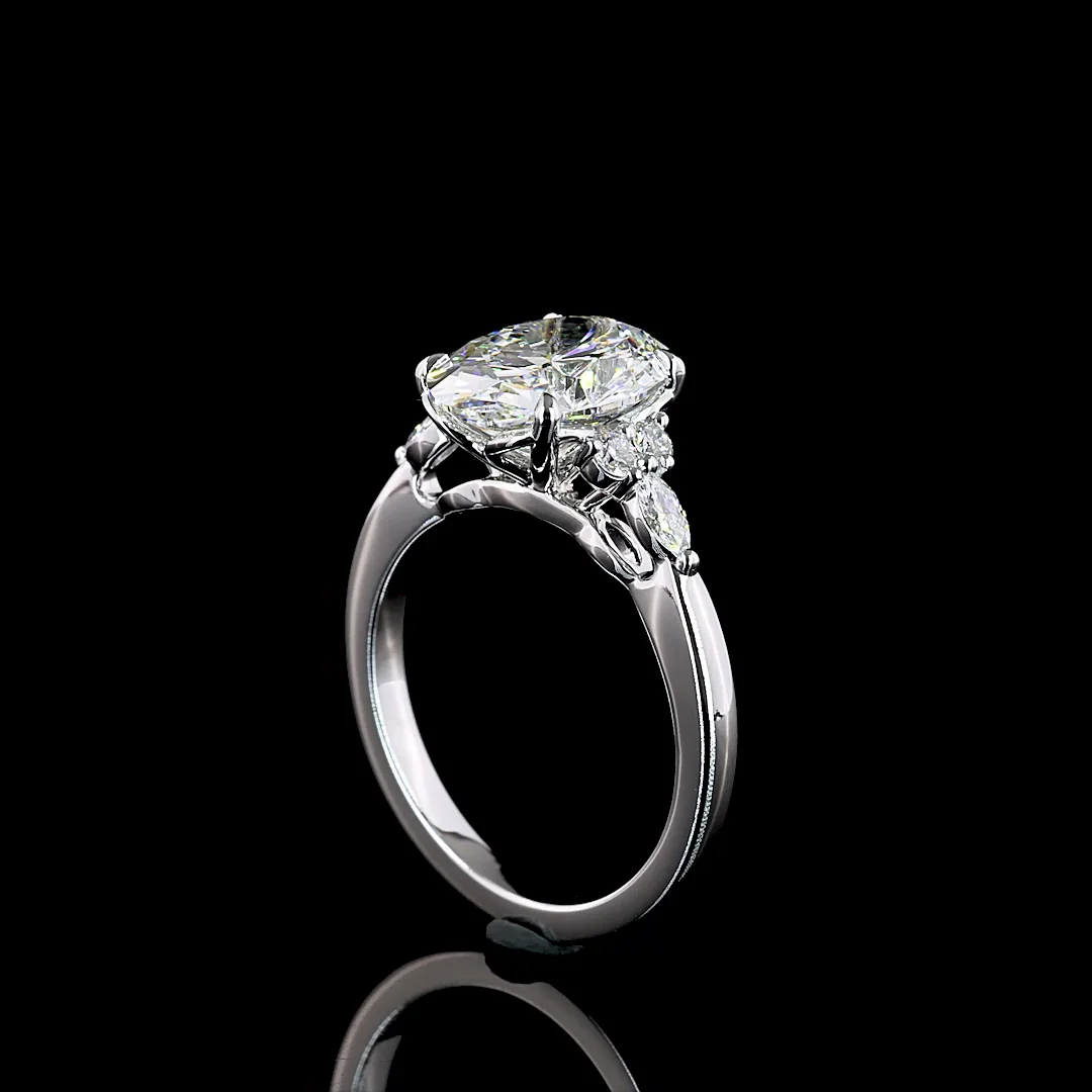 3.26 Cts 14k White Gold Mix Shape Special Ring - Image 2