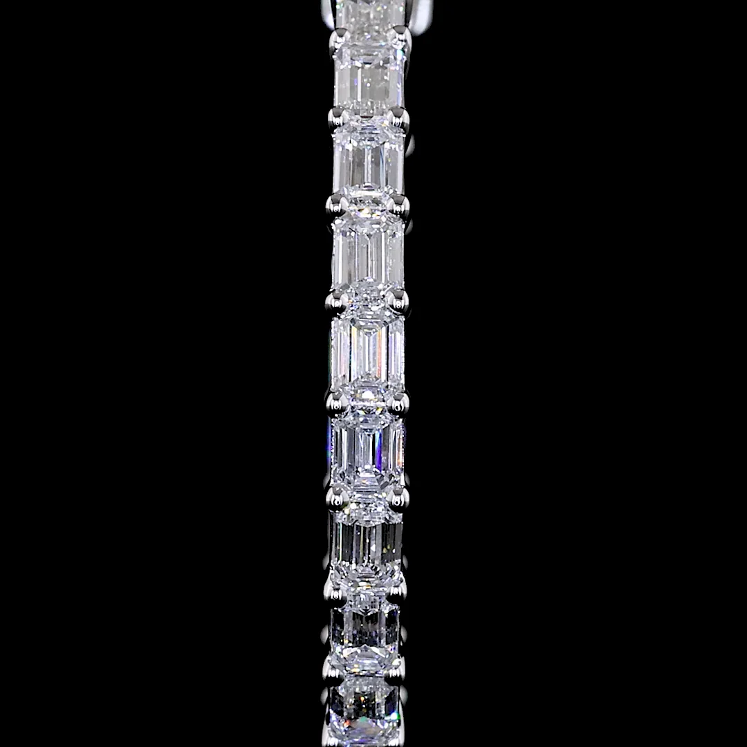 1.86 Cts 14k White Gold Emerald Shape Hoops Earring - Image 3