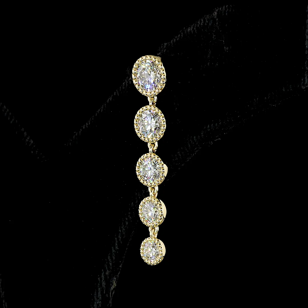 2.83 Cts 14k Yellow Gold Round Shape Hanging Earring - Image 4