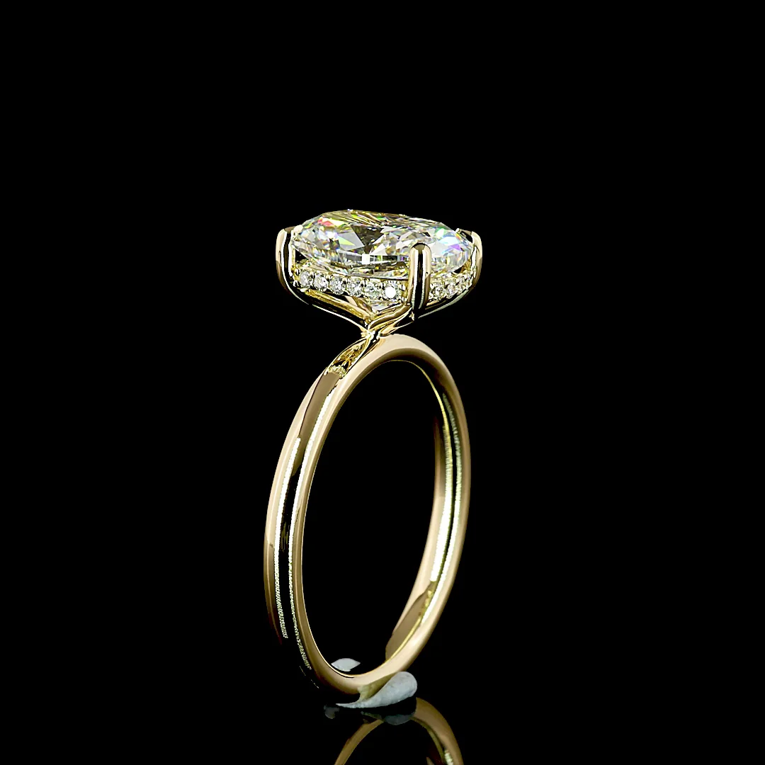 2.73 Cts 14k Yellow Gold Cushion Brilliant Shape Hidden Halo Ring - Image 4