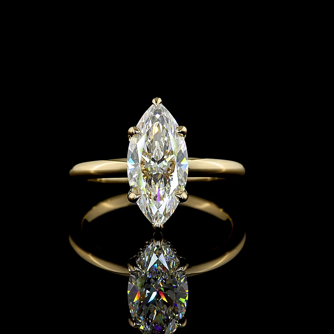 2.22 Cts 14k Yellow Gold Marquise Shape Hidden Halo Ring - Video