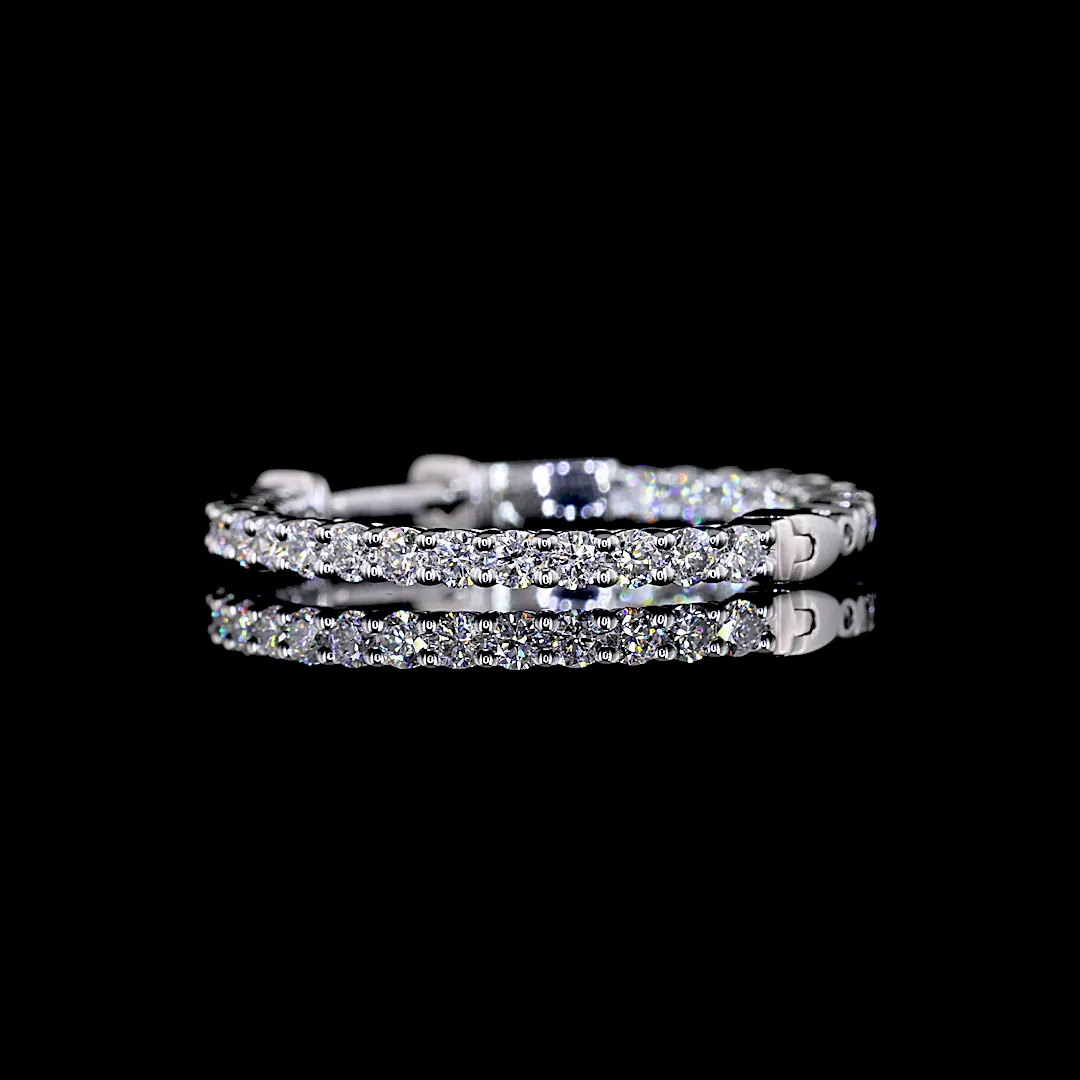 1.87 Cts 14k White Gold Round Shape Hoops Earring - Image 4