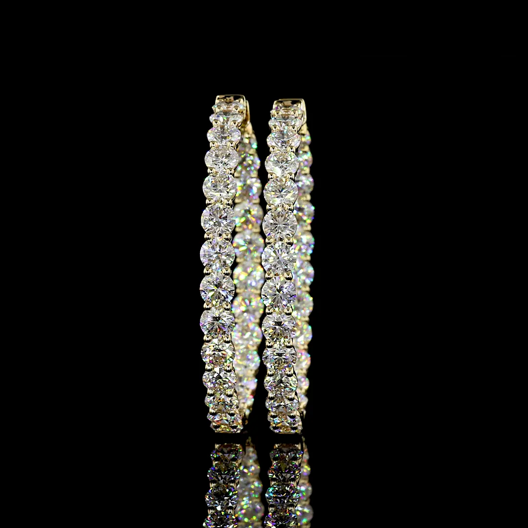 16.25 Cts 14k Yellow Gold Round Shape Hoops Earring - Video