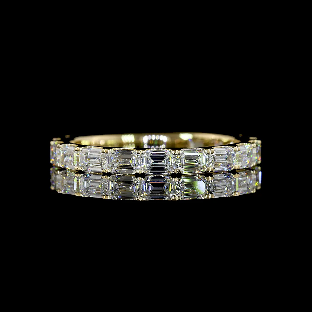 1.39 Cts 14k Yellow Gold Emerald Shape 3/4 Band Eternity Band - Video
