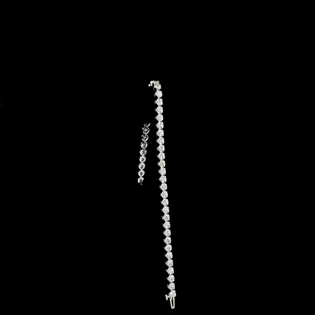 4.94 Cts 14k White Gold Round Shape Tennis Bracelet - Image 3
