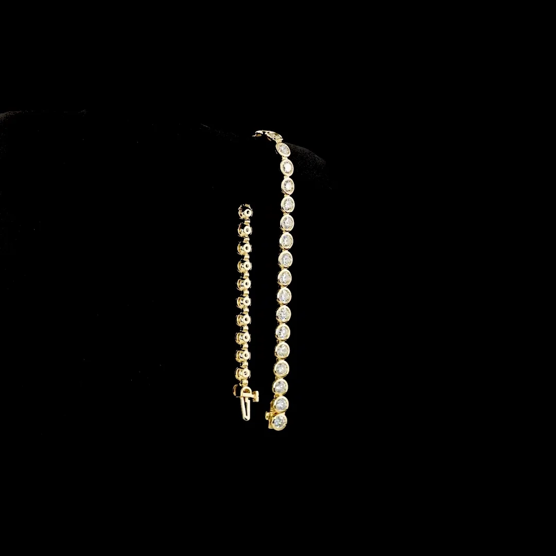 6.78 Cts 14k Yellow Gold Round Shape Tennis Bracelet - Image 3