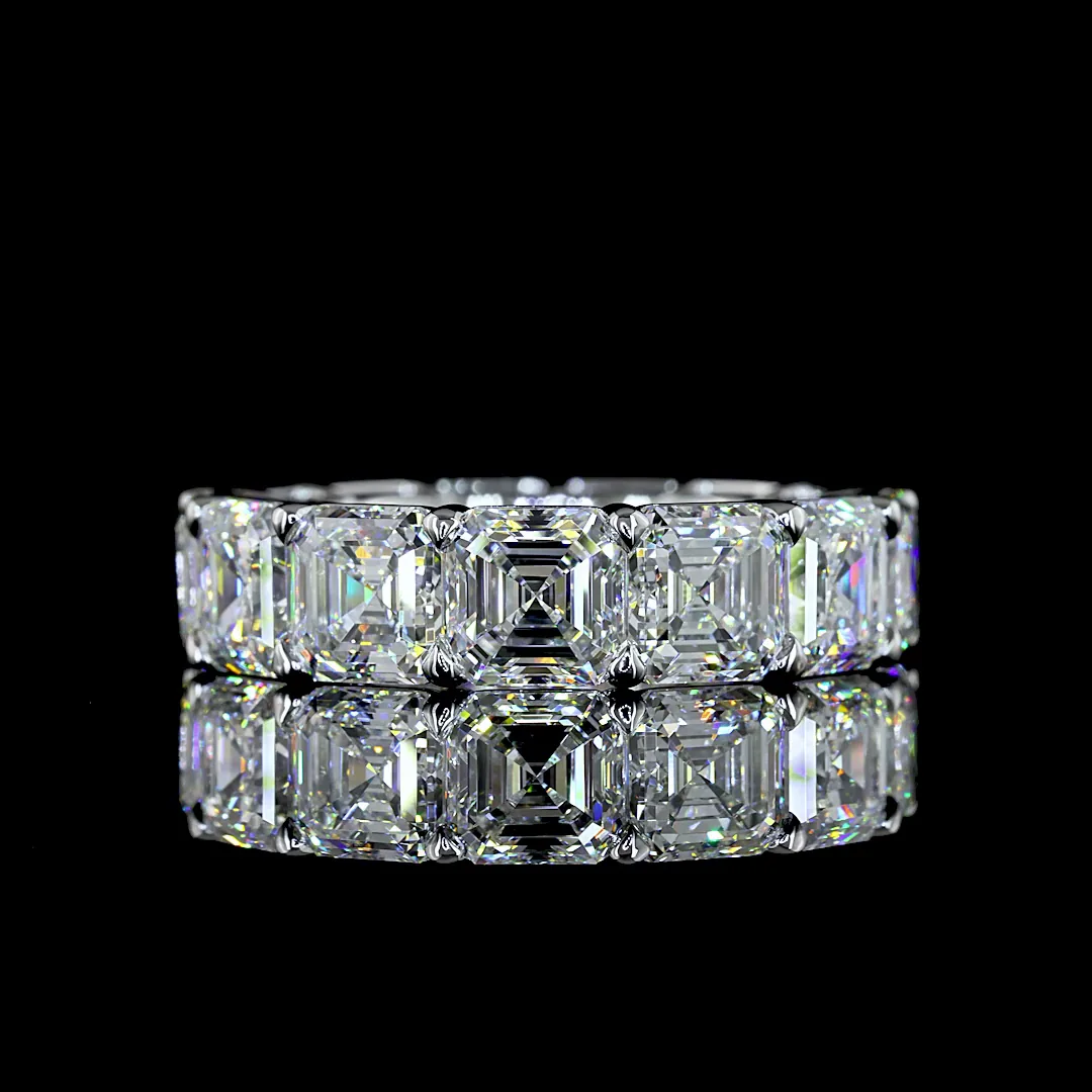13.25 Cts 14k White Gold Asscher Shape Eternity Band Eternity Band - Video