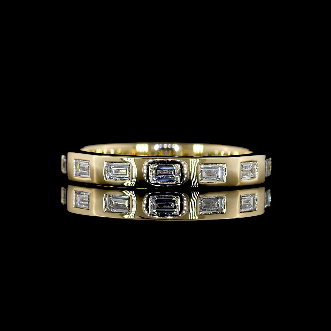 0.44 Cts 14k Yellow Gold Baguette Shape 3/4 Band Eternity Band - Video