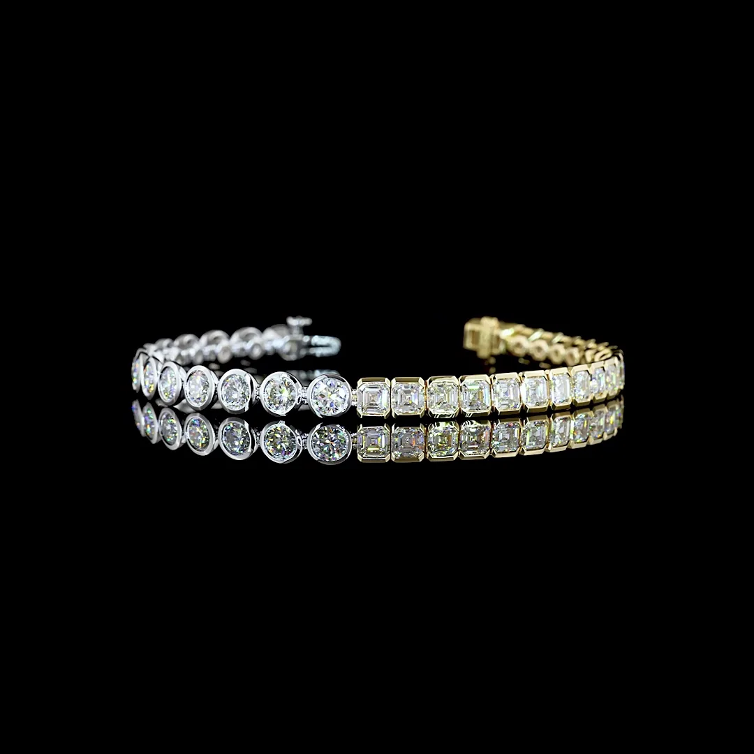 10.83 Cts 14k Two Tone Mix Shape Tennis Bracelet - Video