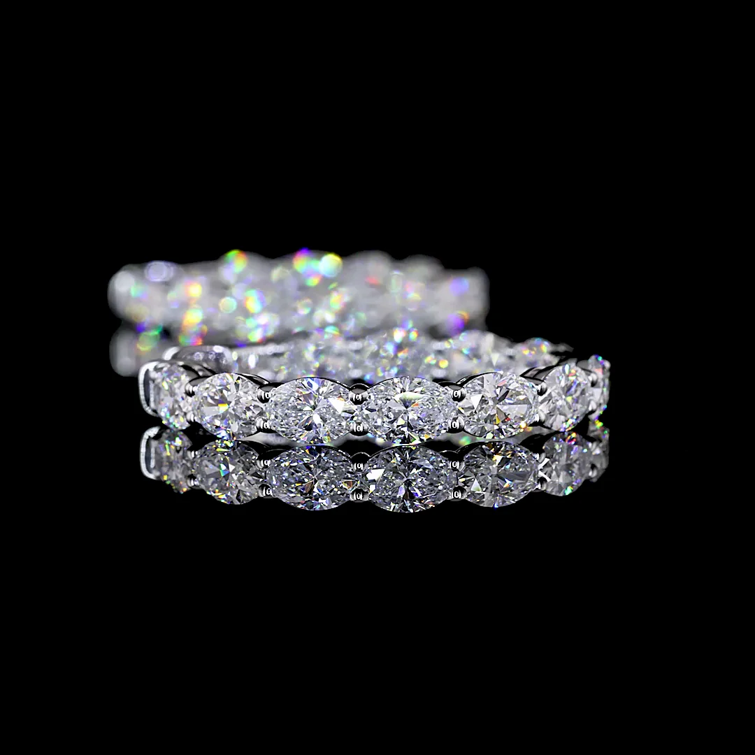 4.84 Cts 14k White Gold Oval Shape Hoops Earring - Image 2