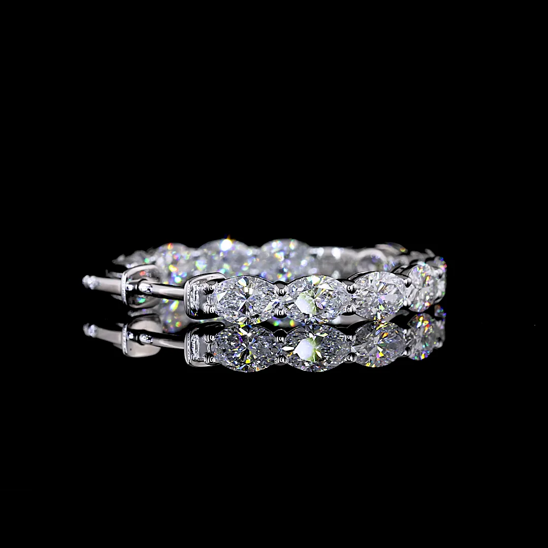 4.84 Cts 14k White Gold Oval Shape Hoops Earring - Image 4