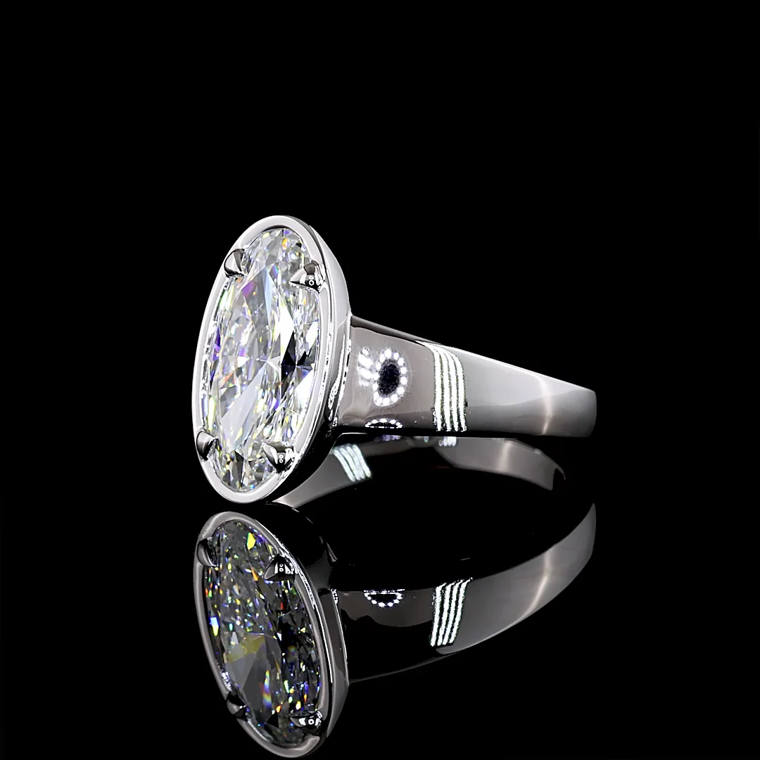 2.14 Cts 14k White Gold Oval Shape Solitaire Ring - Image 3