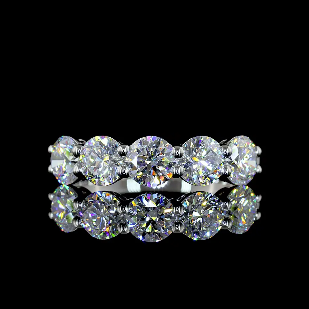 1.94 Cts Platinum Round Shape 5 Stones Eternity Band - Video