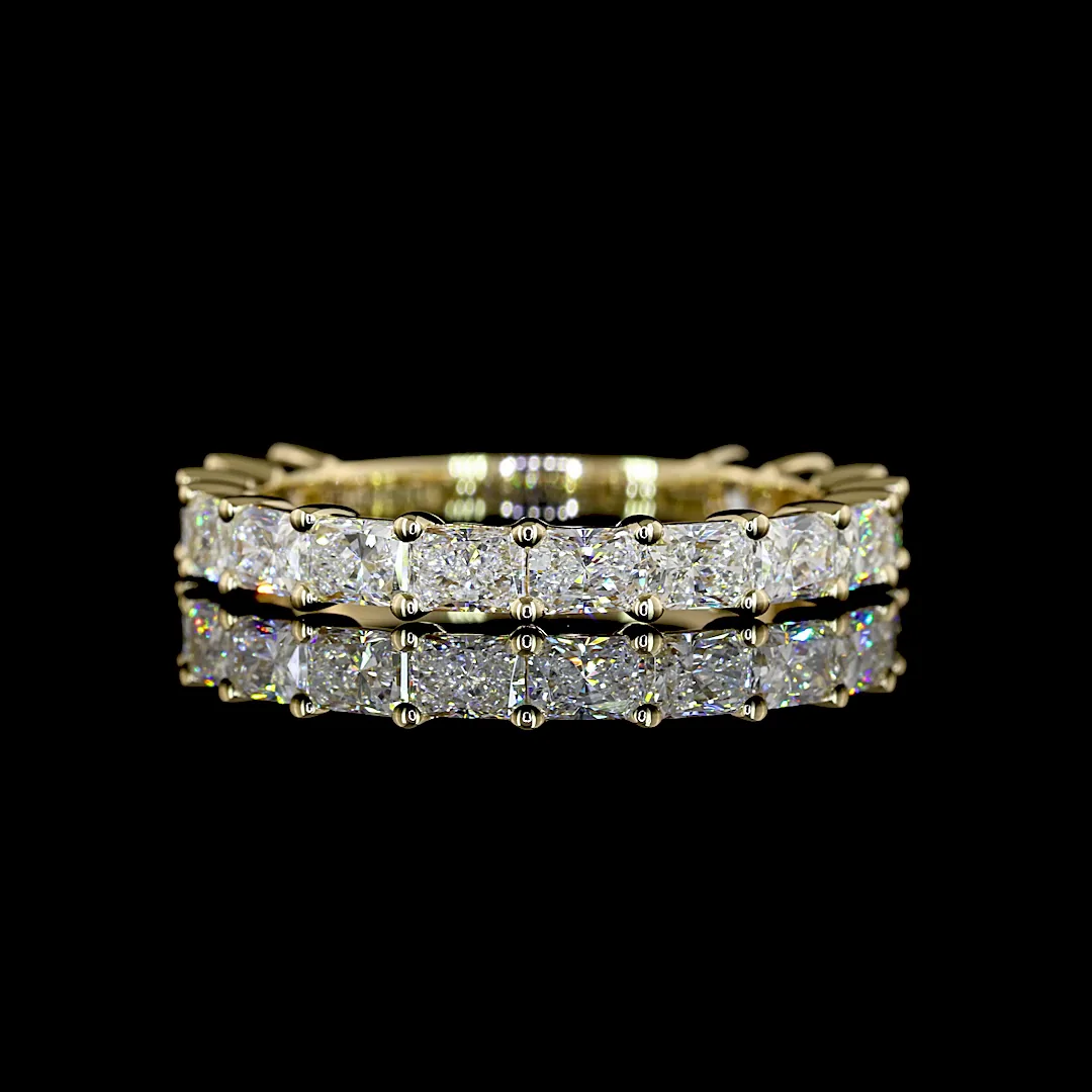 1.69 Cts 14k Yellow Gold Radiant Shape 3/4 Band Eternity Band - Video