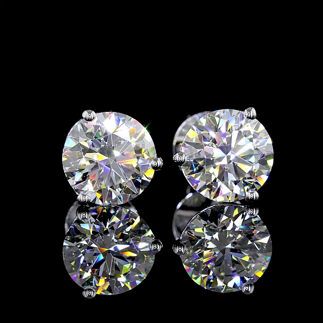 3.09 Cts 14k White Gold Round Shape Martini Earring - Video