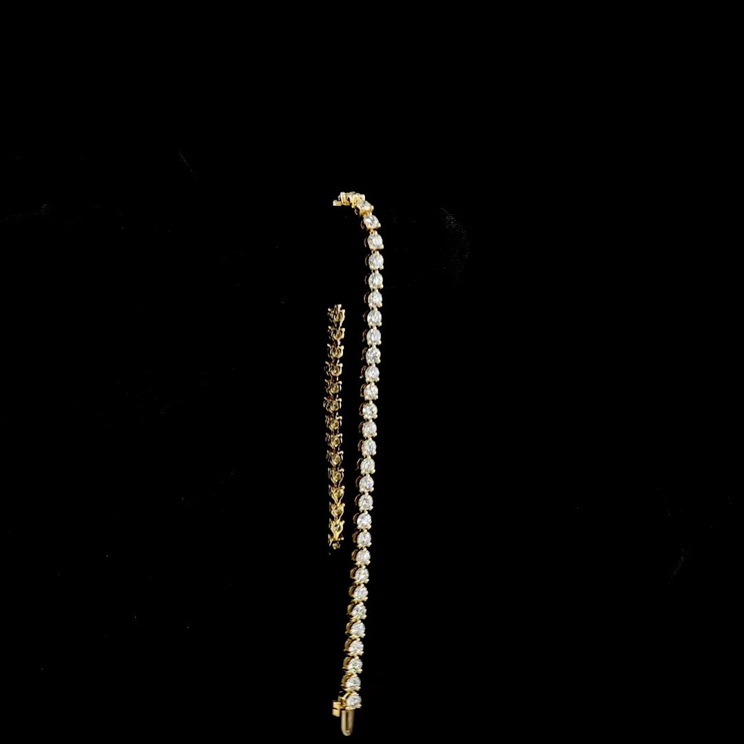 5.52 Cts 14k Yellow Gold Round Shape Tennis Bracelet - Image 3