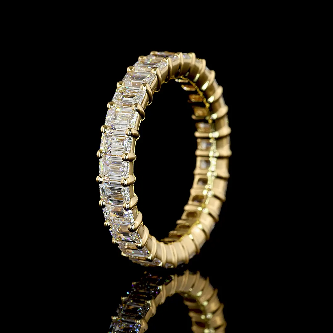 3.06 Cts 18k Yellow Gold Emerald Shape Eternity Band Eternity Band - Image 4