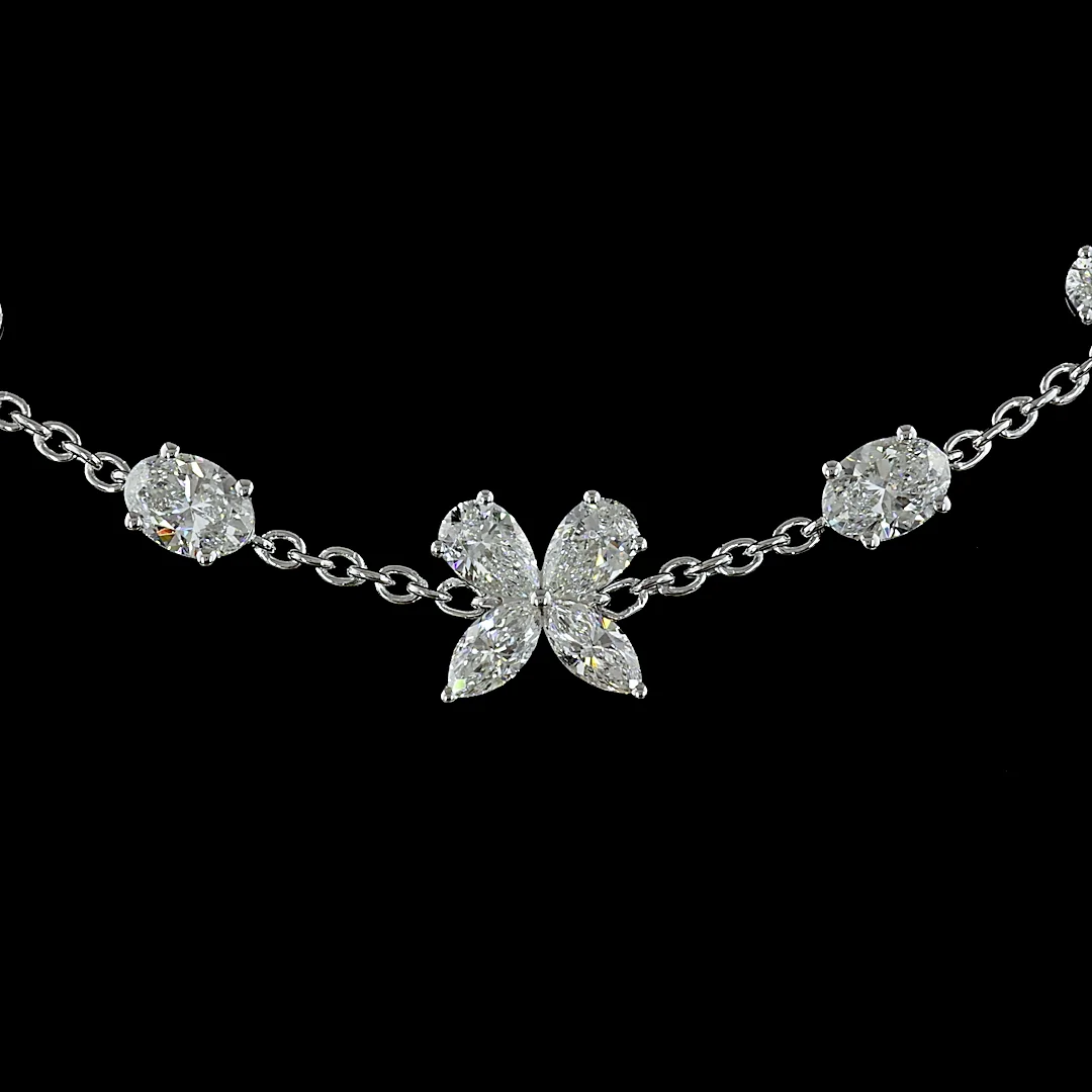 5.1 Cts 14k White Gold Mix Shape Station Necklace - Image 3