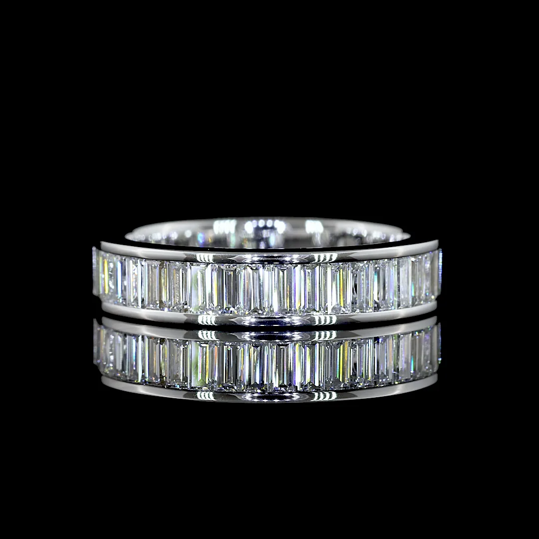 1.57 Cts 14k White Gold Baguette Shape 3/4 Band Eternity Band - Video