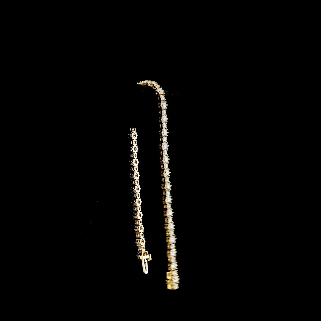 6.08 Cts 14k Yellow Gold Round Shape Station Line Tennis Bracelet - Image 3