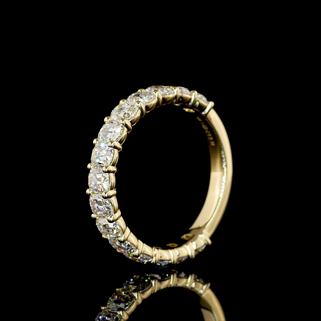 2.1 Cts 14k Yellow Gold Antique Cushion Shape 3/4 Band Eternity Band - Image 4
