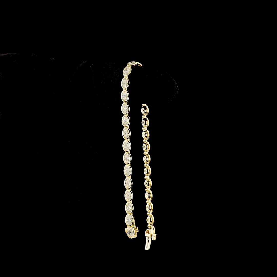 6.34 Cts 14k Yellow Gold Oval Shape Tennis Bracelet - Image 3