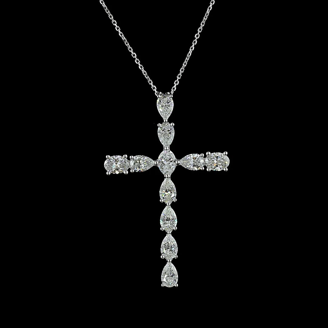 4.2 Cts 14k White Gold Mix Shape Symbol Pendant - Image 3