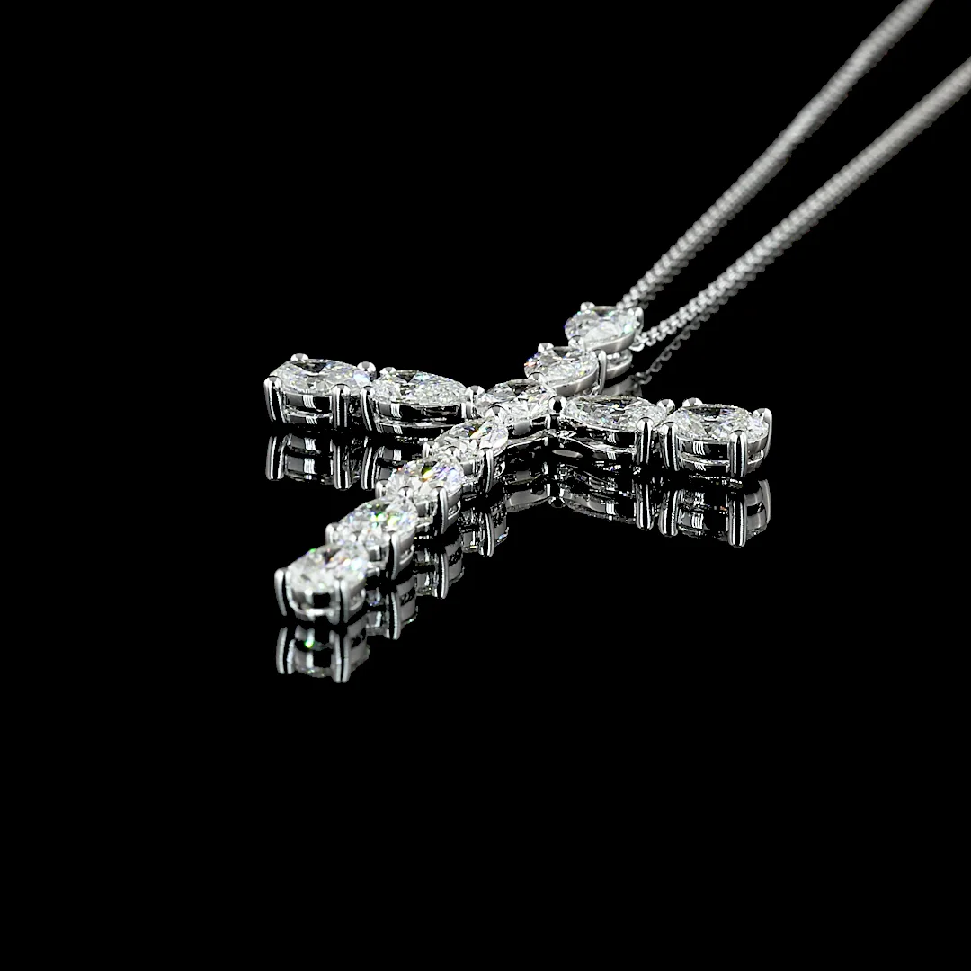 4.2 Cts 14k White Gold Mix Shape Symbol Pendant - Image 4