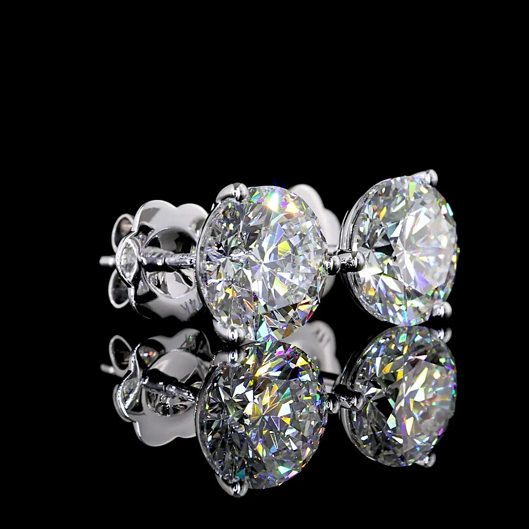 3.97 Cts 14k White Gold Round Shape Martini Earring - Image 2