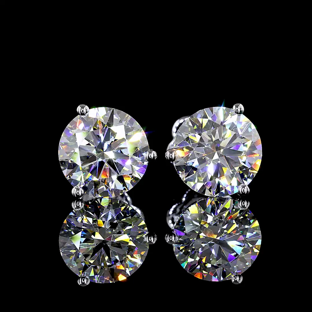 3.97 Cts 14k White Gold Round Shape Martini Earring - Video