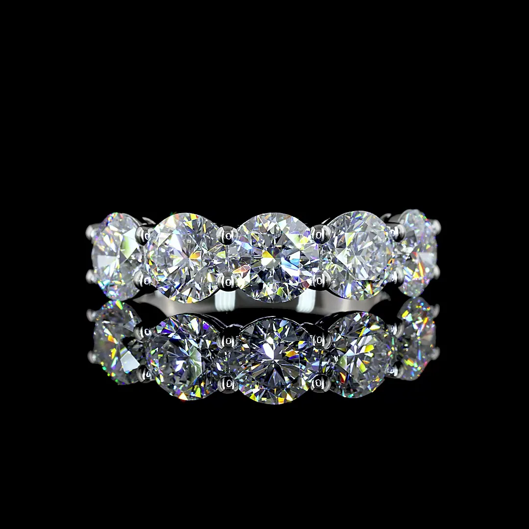 3 Cts Platinum Round Shape 5 Stones Eternity Band - Video