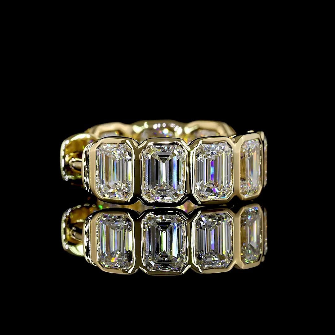 3.52 Cts 14k Yellow Gold Emerald Shape Huggies Earring - Image 4