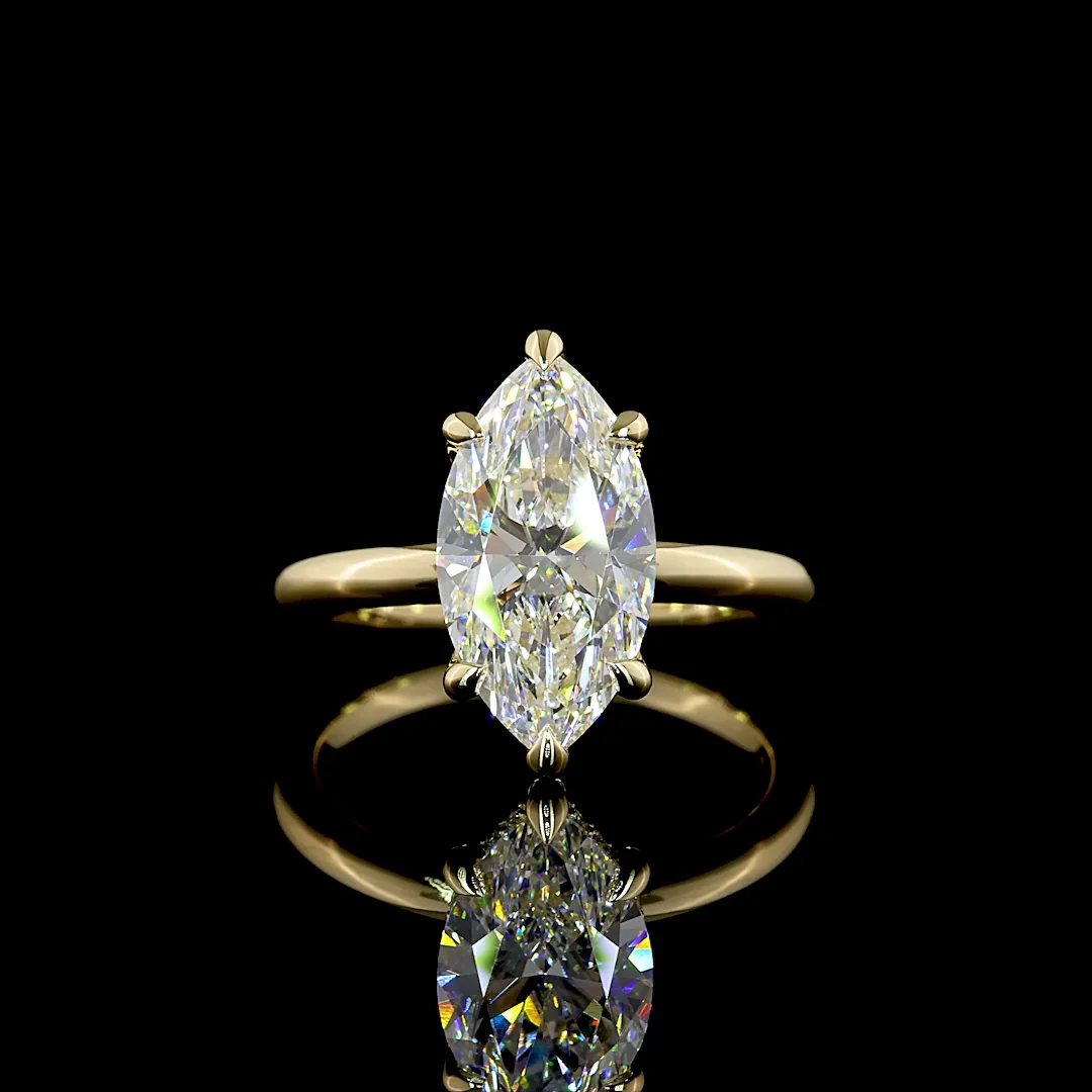 3.09 Cts 14k Yellow Gold Marquise Shape Hidden Halo Ring - Video