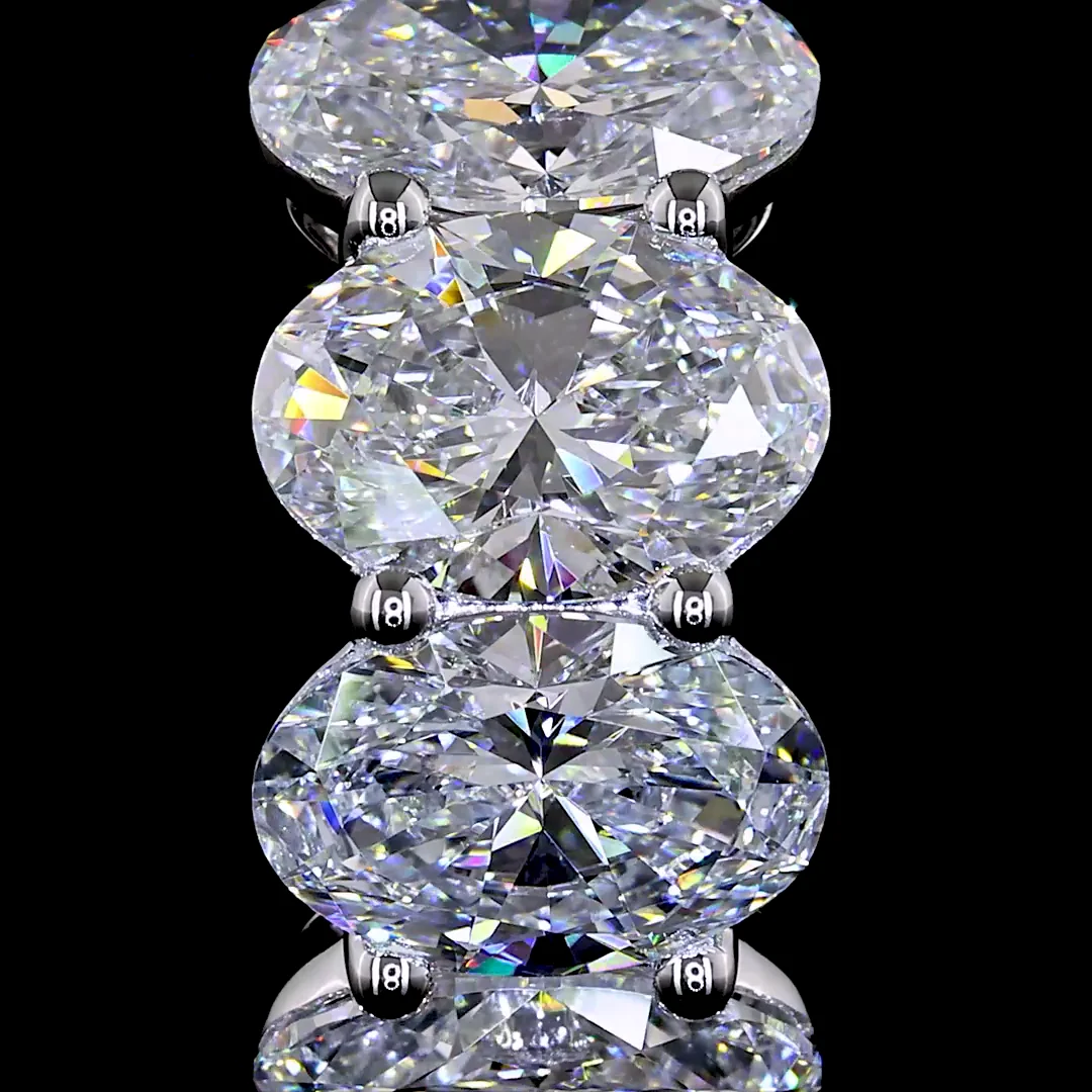 5.18 Cts 14k White Gold Oval Shape Huggies Earring - Image 3