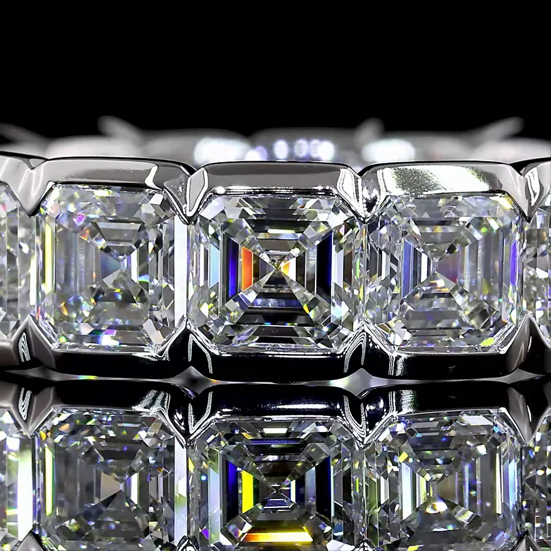 6.4 Cts 14k White Gold Asscher Shape Eternity Band Eternity Band - Image 3