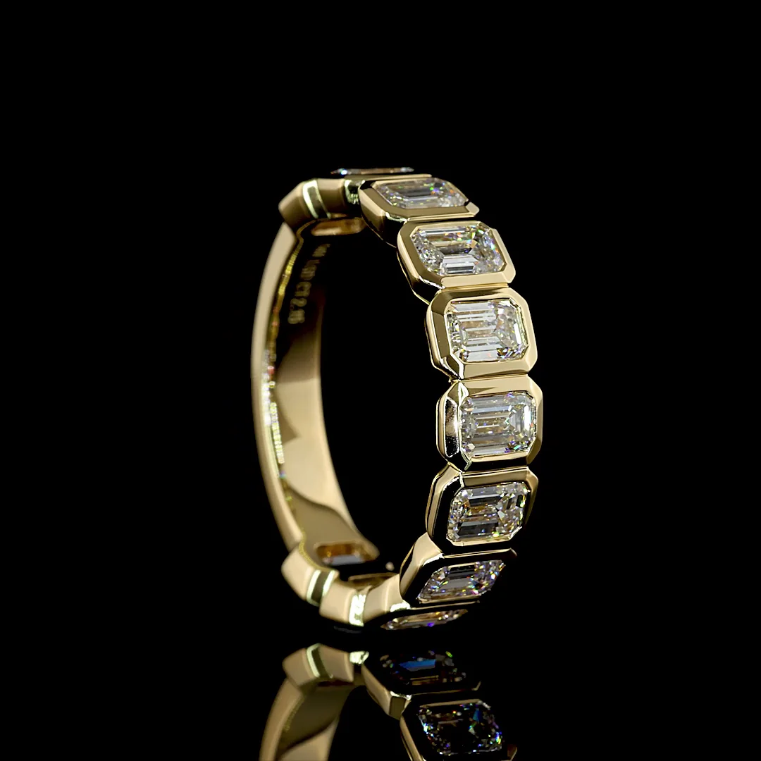 2.15 Cts 14k Yellow Gold Emerald Shape 3/4 Band Eternity Band - Image 2