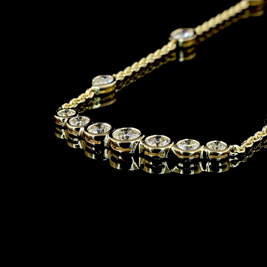 3.18 Cts 14k Yellow Gold Mix Shape Station Necklace - Image 4