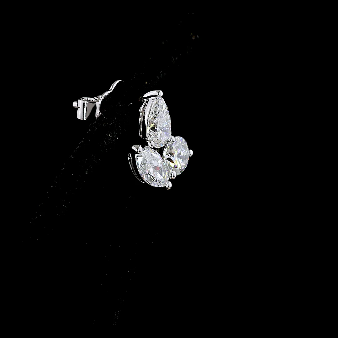2.04 Cts 14k White Gold Round Shape Studs Earring - Image 4