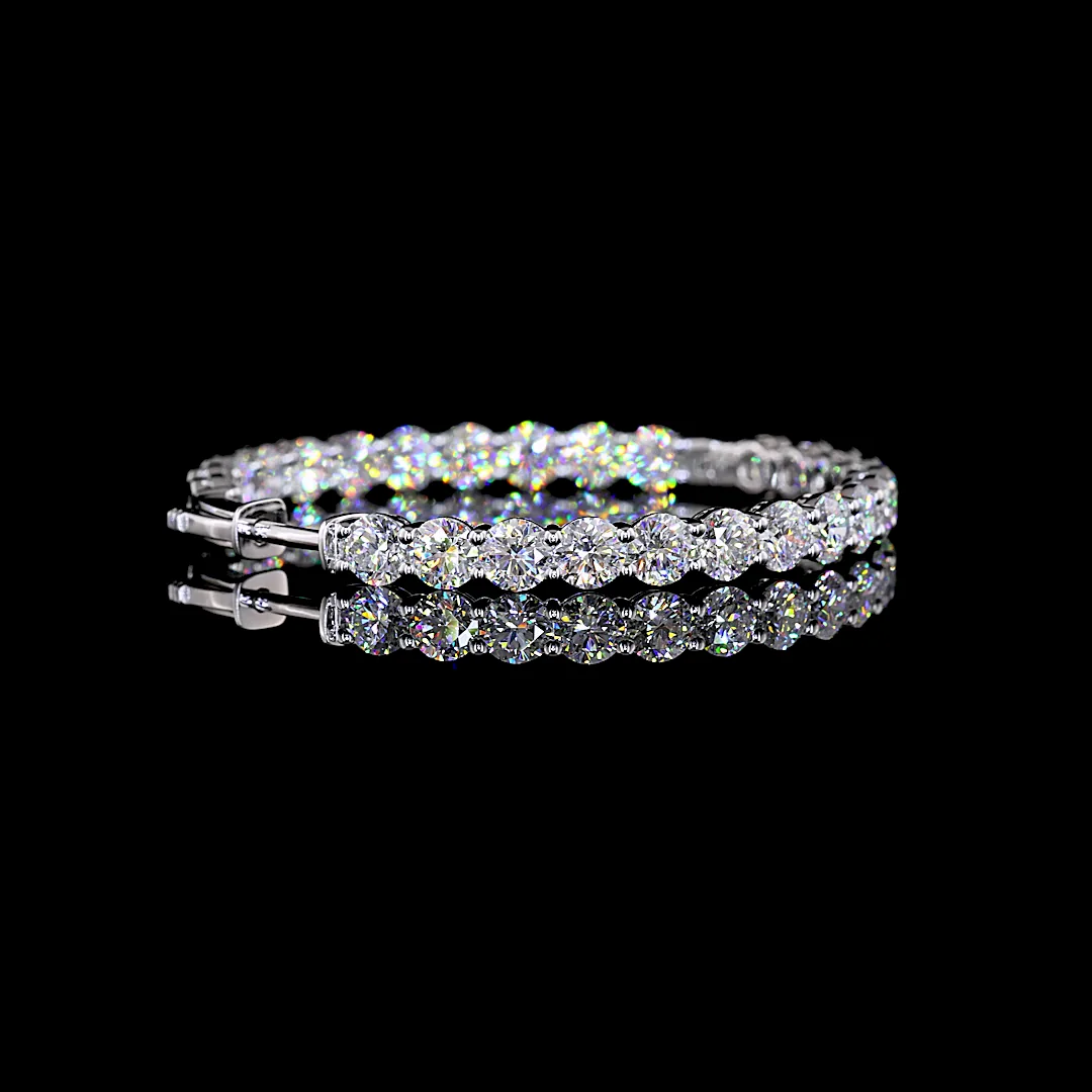 10.63 Cts 14k White Gold Round Shape Hoops Earring - Image 2