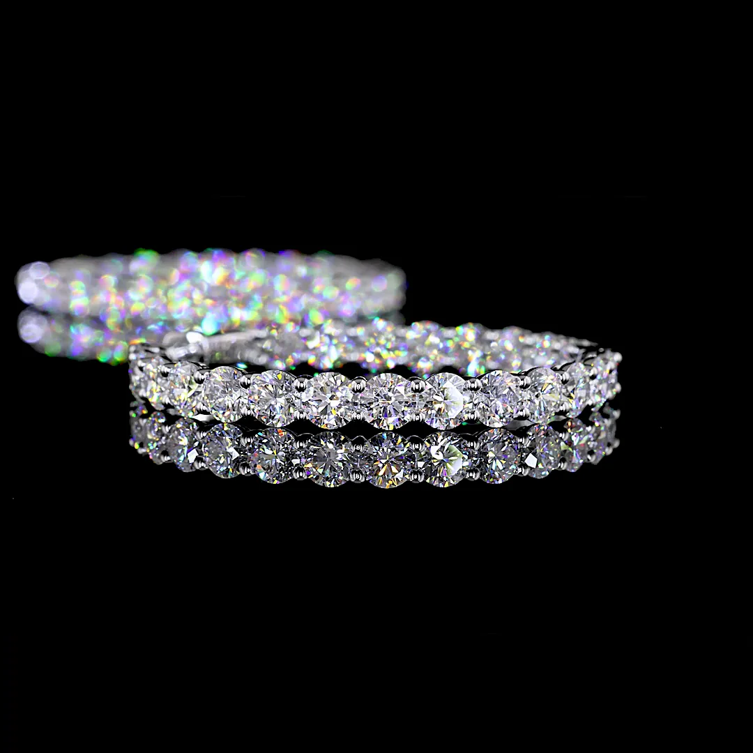 9.02 Cts 14k White Gold Round Shape Hoops Earring - Image 4