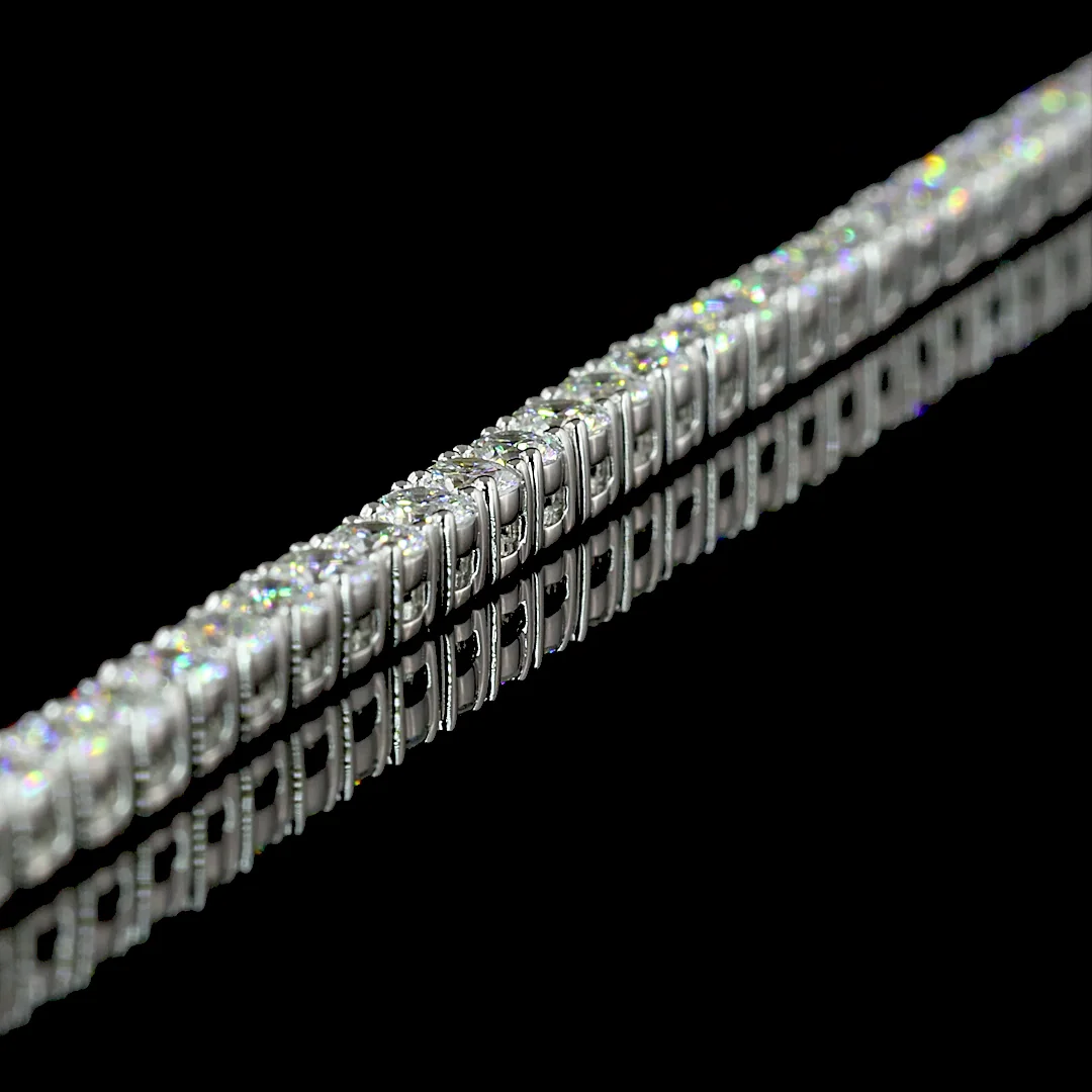 7.69 Cts 14k White Gold Round Shape Tennis Necklace - Image 2