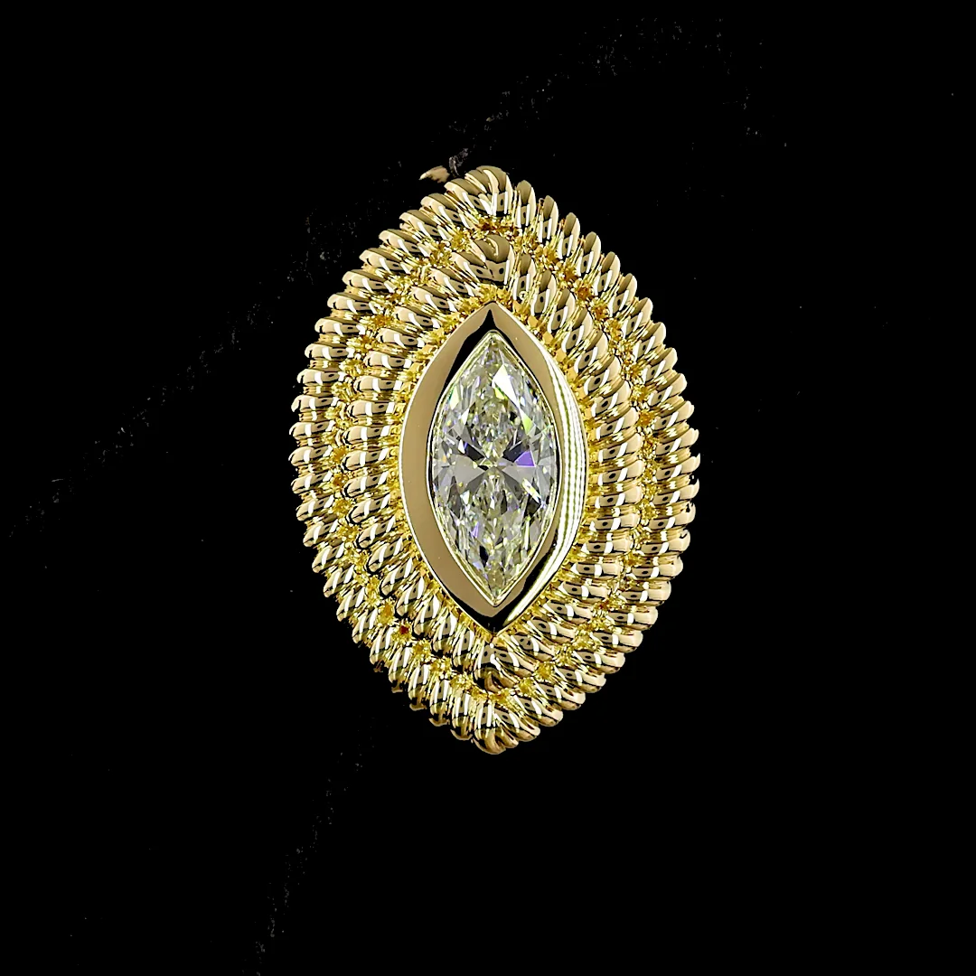 2.32 Cts 14k Yellow Gold Marquise Shape Studs Earring - Image 3