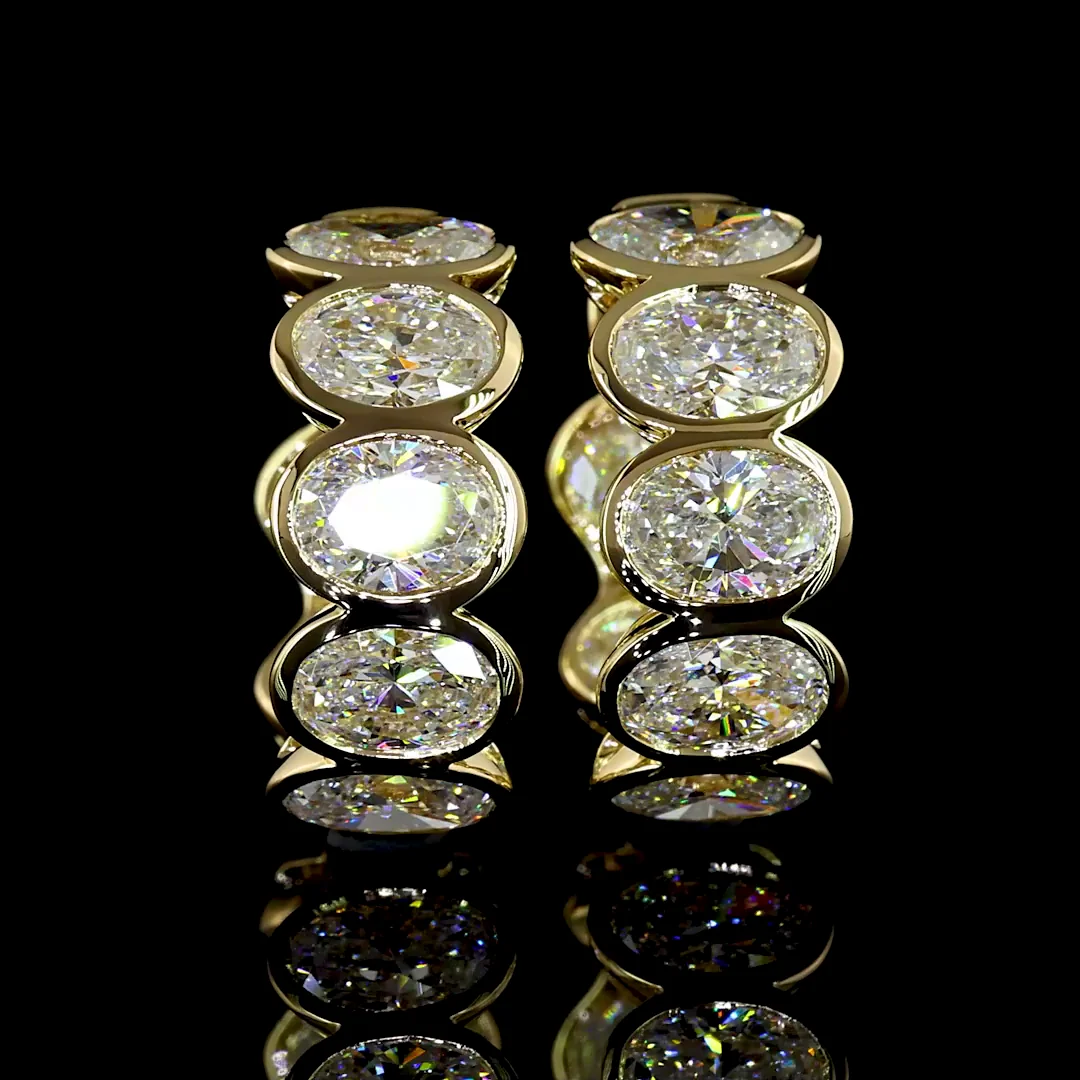 3.58 Cts 14k White Gold Oval Shape Huggies Earring - Video