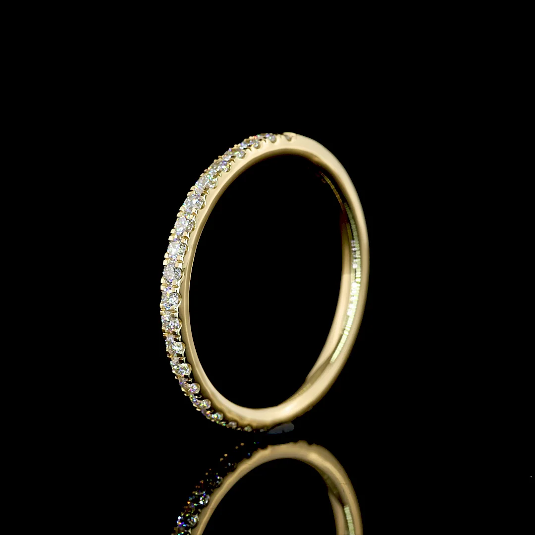 0.31 Cts 14k Yellow Gold Round Shape 3/4 Band Eternity Band - Image 4